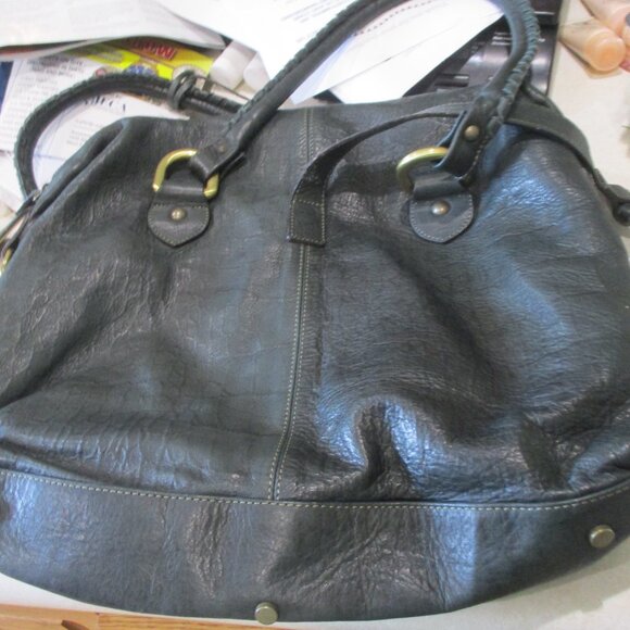 Toscani Hunter forest Green Leather satchel purse Italy - Picture 3 of 11